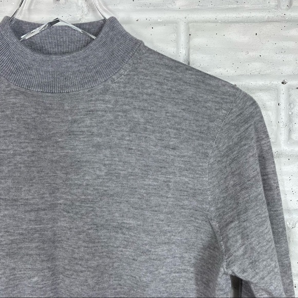 SON OF A TAILOR Grey Fine Merino Wool Mock Neck Long Sleeve Lightweight Sweater - Picture 3 of 10